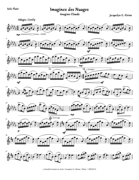 Imaginez Des Nuages Imagine Clouds A Dreamy Flute Solo For All Occasions Sheet Music