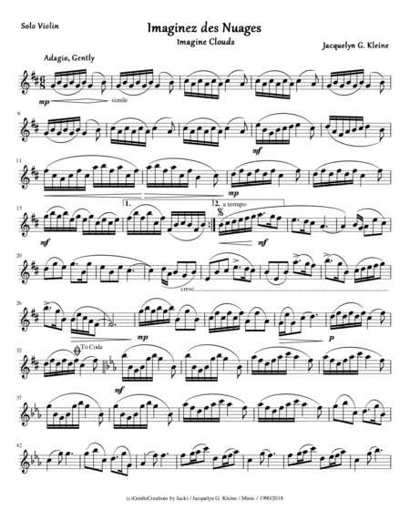 Free Sheet Music Imaginez Des Nuages Imagine Clouds A Dreamy Violin Solo For All Occasions