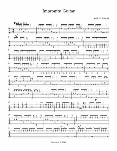 Free Sheet Music Impromtu Guitar