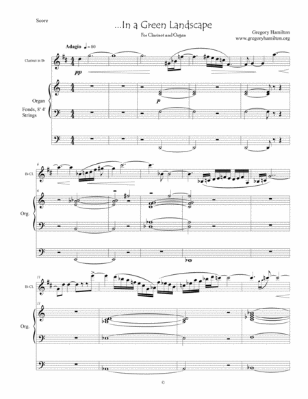 In A Green Landscape For Organ And Bb Clarinet Sheet Music