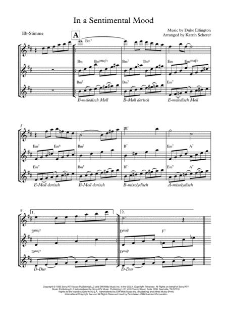 In A Sentimental Mood Eb Sheet Music