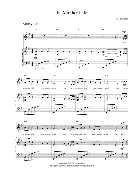 Free Sheet Music In Another Life