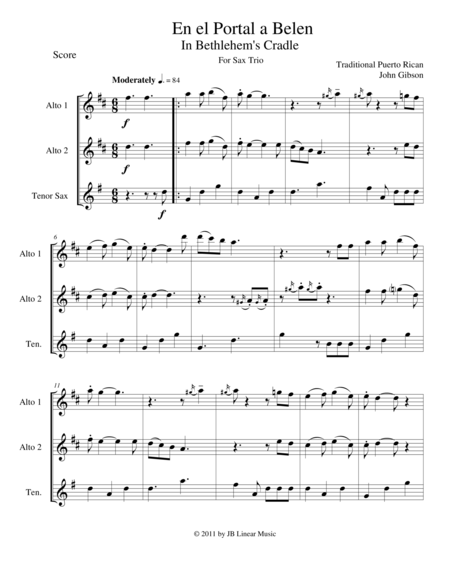 Free Sheet Music In Bethlemens Cradle For Sax Trio