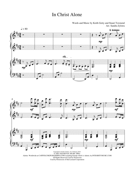 Free Sheet Music In Christ Alone 2 Piano Duet