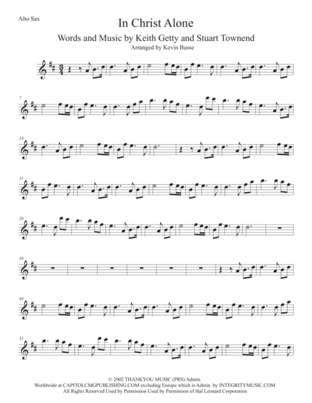 In Christ Alone Alto Sax Sheet Music