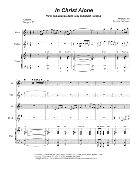 In Christ Alone Duet For Flute And Bb Clarinet Sheet Music