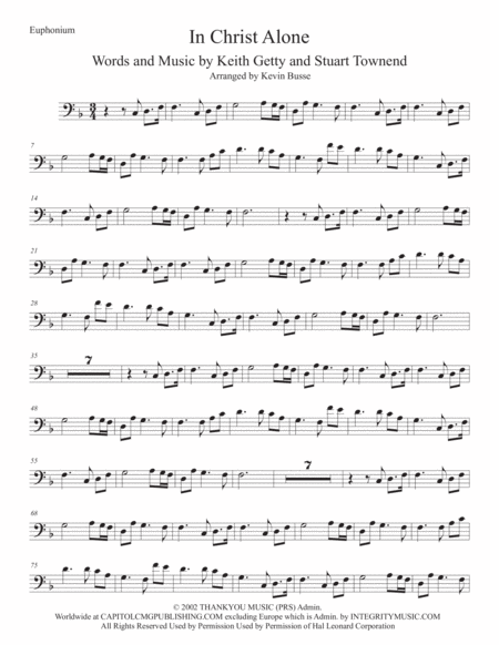 Free Sheet Music In Christ Alone Euphonium