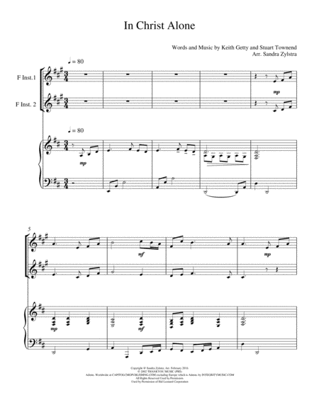 In Christ Alone F Instrument Duet Sheet Music