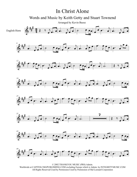 In Christ Alone Original Key English Horn Sheet Music