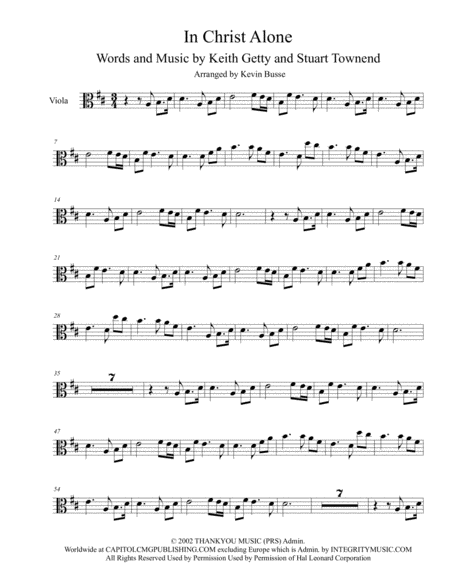 In Christ Alone Original Key Viola Sheet Music