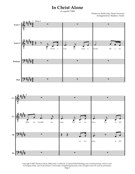 Free Sheet Music In Christ Alone Re Arranged By Stephen J Nasby