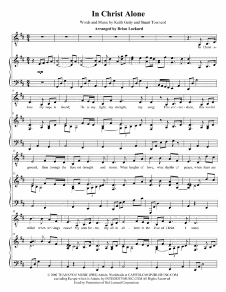 In Christ Alone Voice And Piano Sheet Music