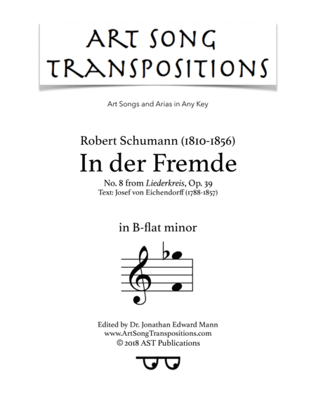 Free Sheet Music In Der Fremde Op 39 No 8 B Flat Minor