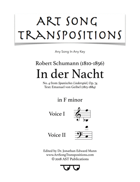 Free Sheet Music In Der Nacht Op 74 No 4 F Minor Voice 2 In Bass Clef