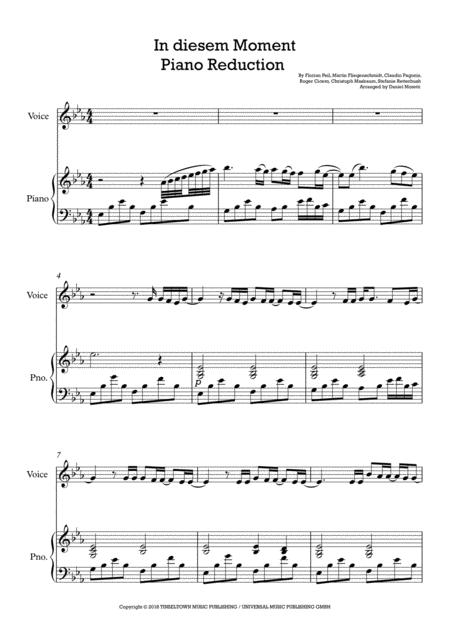 Free Sheet Music In Diesem Moment Voice No Text Piano Simple Practice Reduction