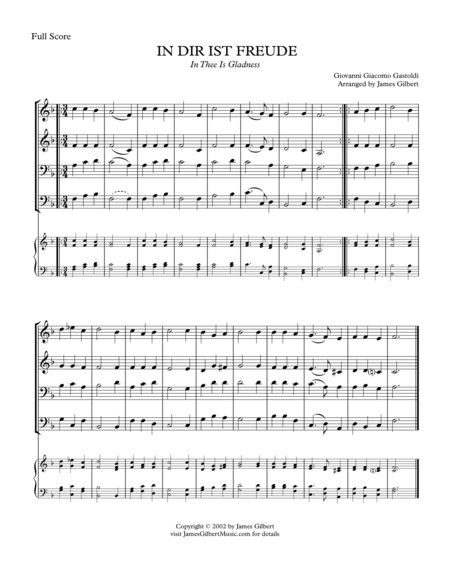 In Dir Ist Freude In Thee Is Gladness Sheet Music