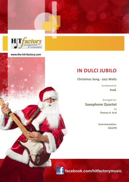 In Dulci Jubilo Christmas Song Jazz Waltz Saxophone Quartet Sheet Music