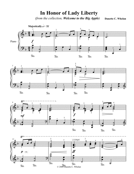 Free Sheet Music In Honor Of Lady Liberty