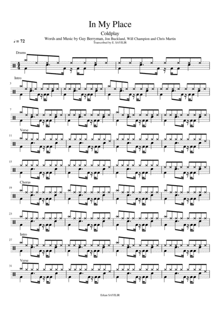 Free Sheet Music In My Place