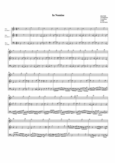 Free Sheet Music In Nomine A3 Arrangement For 3 Recorders