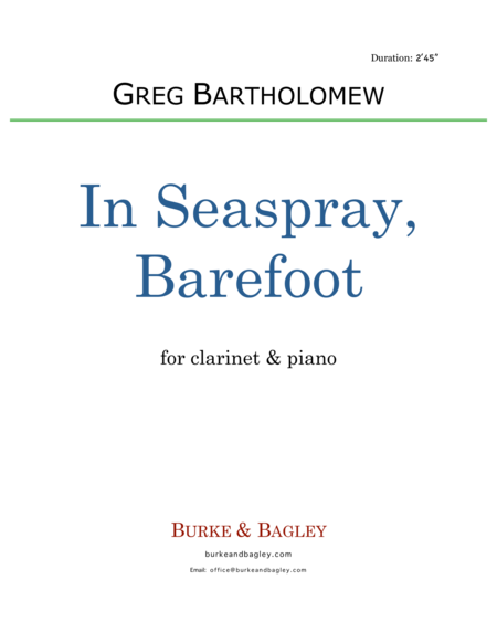 Free Sheet Music In Seaspray Barefoot Clarinet Piano