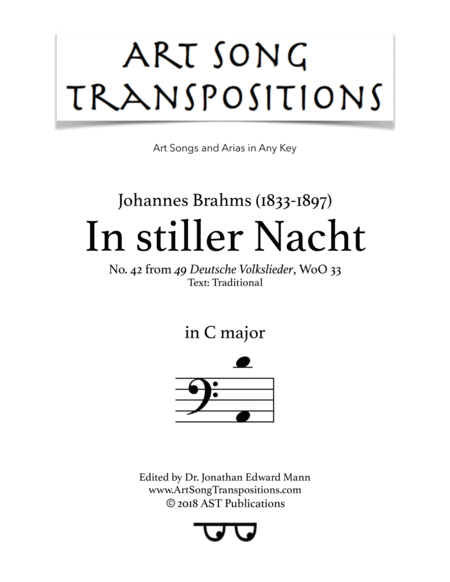 Free Sheet Music In Stiller Nacht C Major Bass Clef