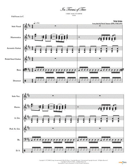 In Terms Of Two Chicago Complete Score Sheet Music