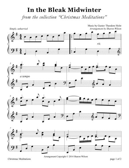 Free Sheet Music In The Bleak Midwinter Large Print Piano Solo