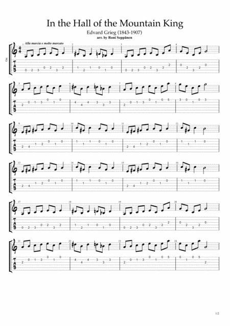 In The Hall Of The Mountain King For Easy Guitar Sheet Music