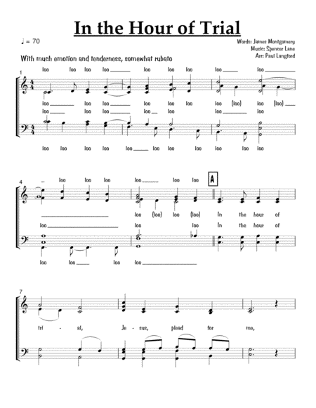 Free Sheet Music In The Hour Of Trial Satb Acappella