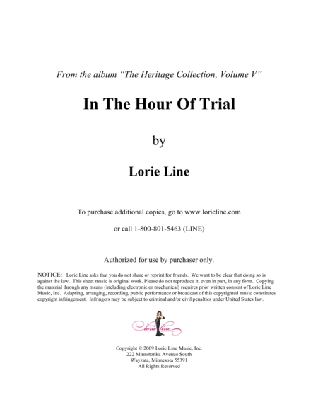 Free Sheet Music In The Hour Of Trial