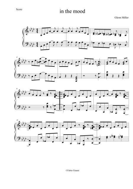 In The Mood Piano Solo Version Sheet Music