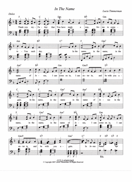 In The Name Sheet Music