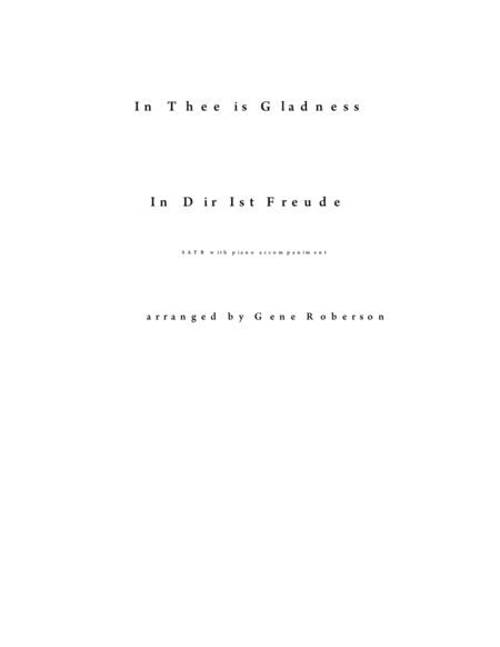 In Thee Is Gladness Sheet Music