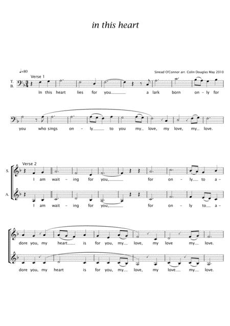 Free Sheet Music In This Heart Satb