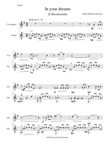 In Your Dreams L Inconscient For Cor Anglais And Guitar Sheet Music