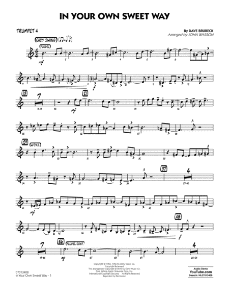 Free Sheet Music In Your Own Sweet Way Arr John Wasson Trumpet 4