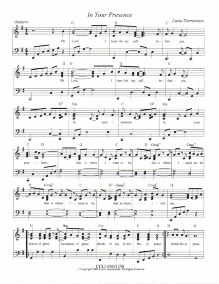 Free Sheet Music In Your Presence