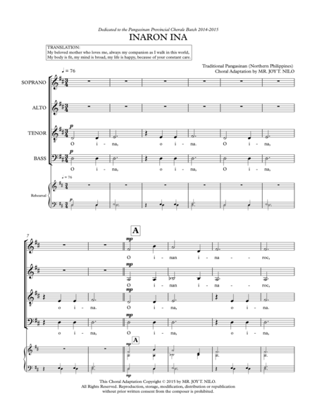 Free Sheet Music Inaron Ina