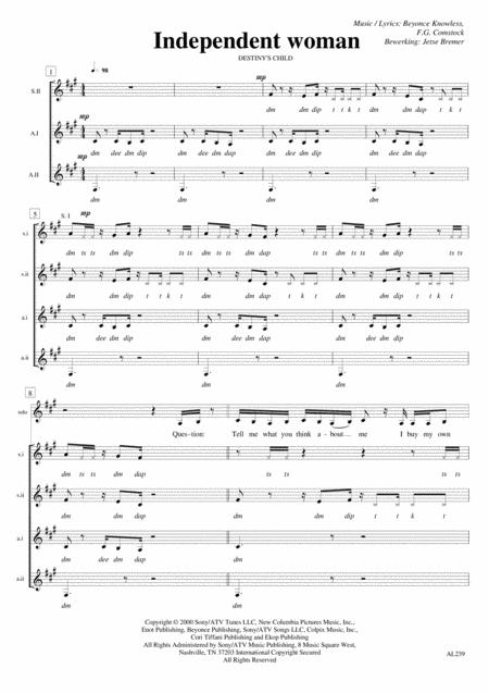 Independent Women Part I Ssaa Solo A Cappella Sheet Music