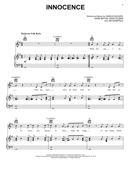 Innocence Sheet Music