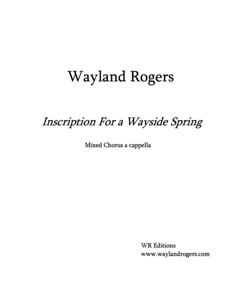 Free Sheet Music Inscription For A Wayside Spring