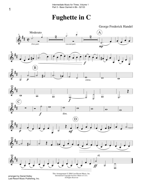 Free Sheet Music Intermediate Music For Three Volume 1 Part 3 For Bass Clarinet