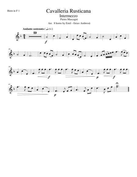 Free Sheet Music Intermezzo Cavalleria Rusticana