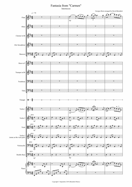 Intermezzo Fantasia From Carmen For School Orchestra Sheet Music