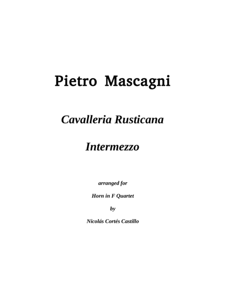 Intermezzo From Cavalleria Rusticana Horn Quartet Sheet Music