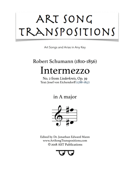 Intermezzo Op 39 No 2 A Major Sheet Music