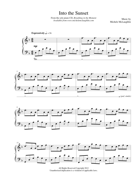 Free Sheet Music Into The Sunset