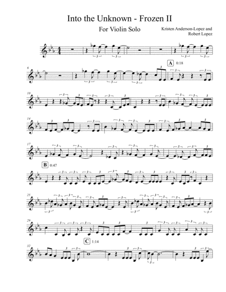 Into The Unknown Frozen Violin Sheet Music Sheet Music