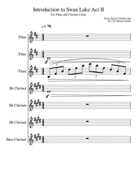 Introduction To Swan Lake Act Ii Flute And Clarinet Choir Sheet Music